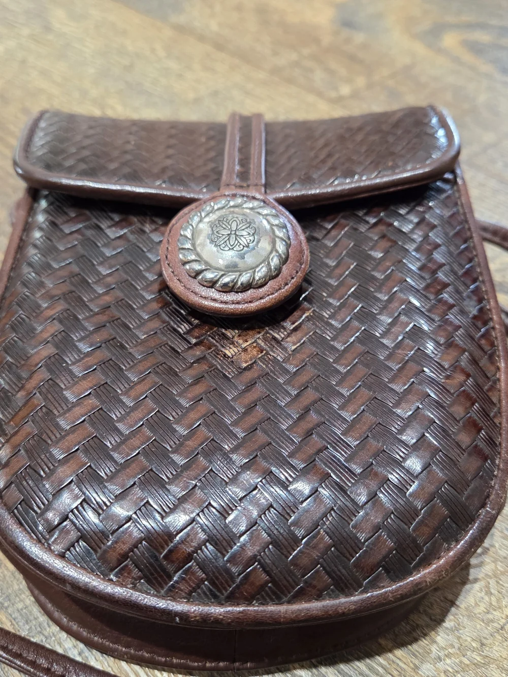 Classic Brown Woven Crossbody Bag